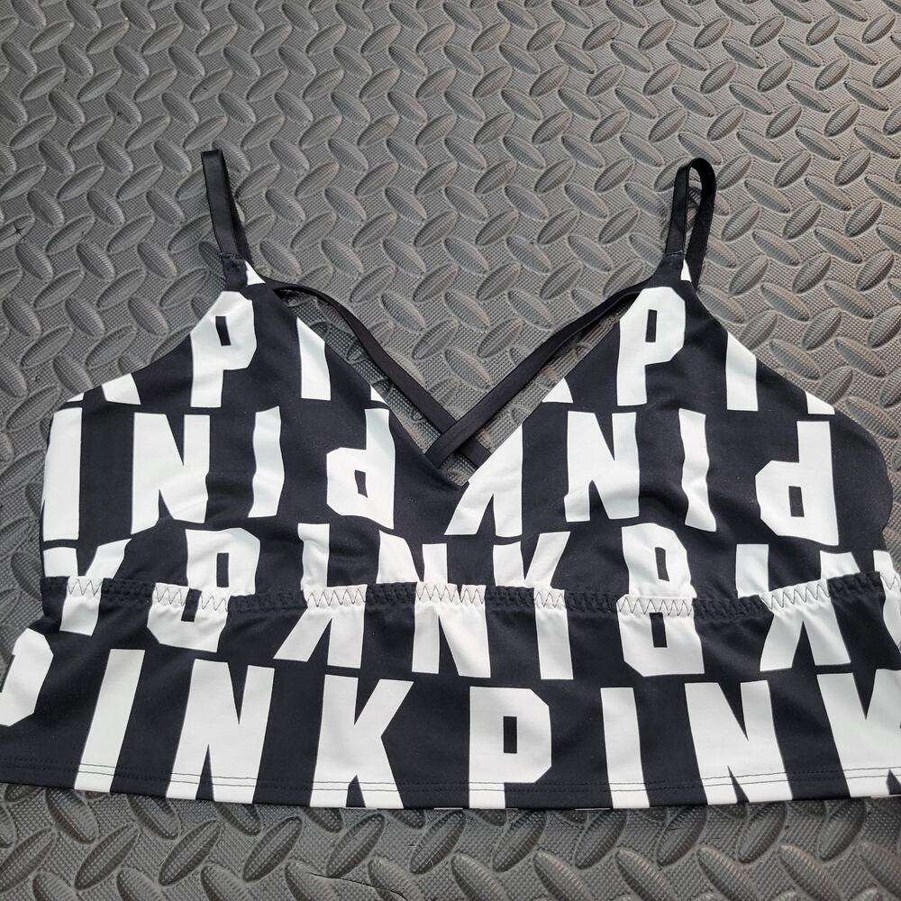 PINK Victoria’s Sports Bra Large Long Line Athleisure Y2K Gorpcore Activewear